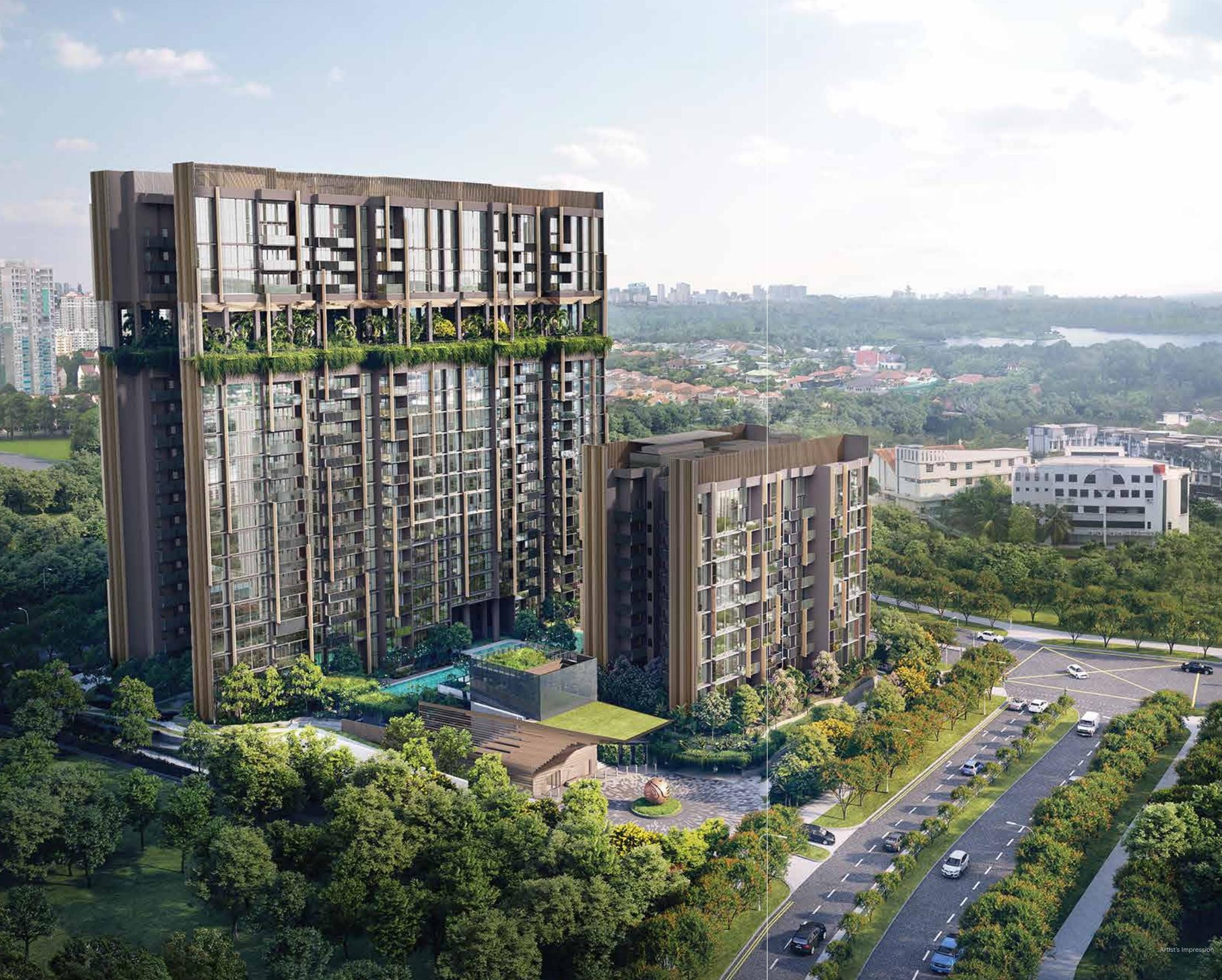 Aerial view of Lentoria's residential towers